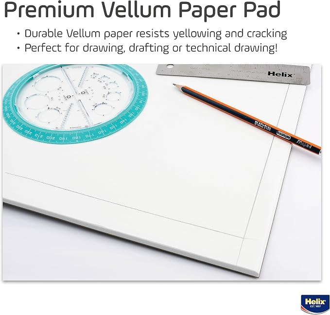 Helix - Vellum paper pad - 8x8 grid - 18x24 in - 50 sheets | Perfect for Architectural Designs - Acid-Free Durability - Smooth Texture - Large Space for Drafting Professionals - Image 3