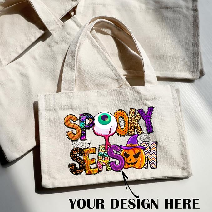 10" x 7" x 6" Small Canvas Tote Bags Personalized Mini Gift Bag DIY Crafts Blank ReuseableTote Bags Bulk - Image 3