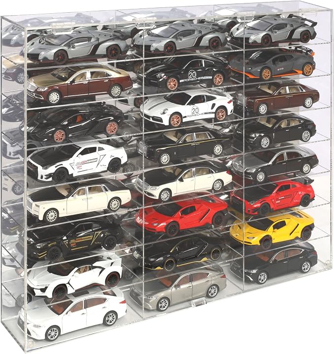 Clear Acrylic Display Case for 1:24 Scale Diecast Toy Model Cars Hot Small Toy Wheels Storage Showcase, 98% UV Protection, 4mm Thick Acrylic 24 Compartments, - Image 2