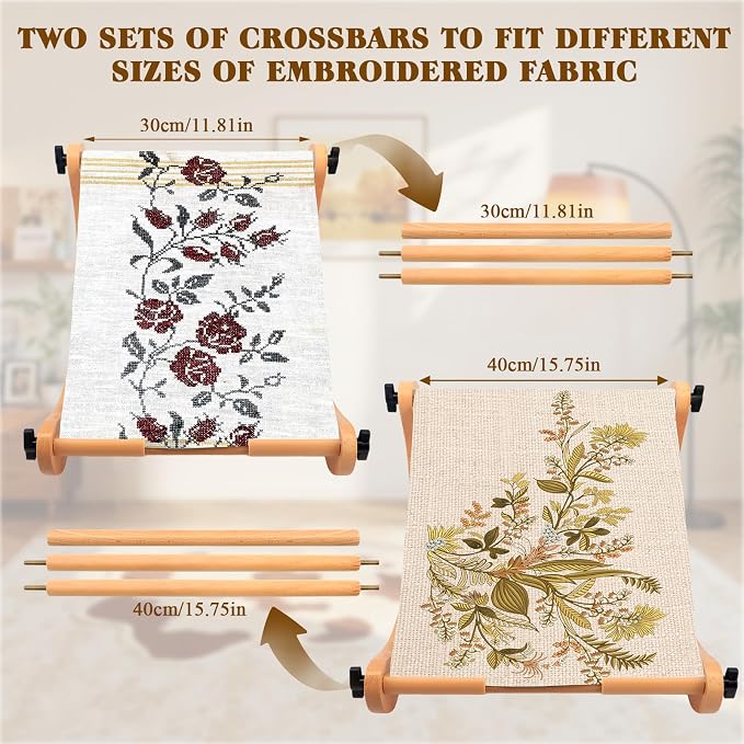 ZOCONE Multifunctional Beech Wood Embroidery Hoop Stand, Adjustable Embroidery Stand 360 Degrees Rotated Cross Stitch Stand, Embroidery Hoop Holder for Cross Stitch and Embroidery Project (C) - Image 4