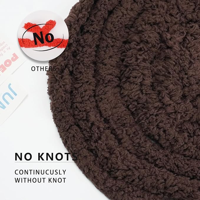 Chunky Yarn for Hand Knitting, Chunky Chenille Blanket Yarn for Crocheting, Bulky Soft Fluffy Chenille for Blanket Project, 8 Pack of 8oz/25yds, Dark Brown - Image 3