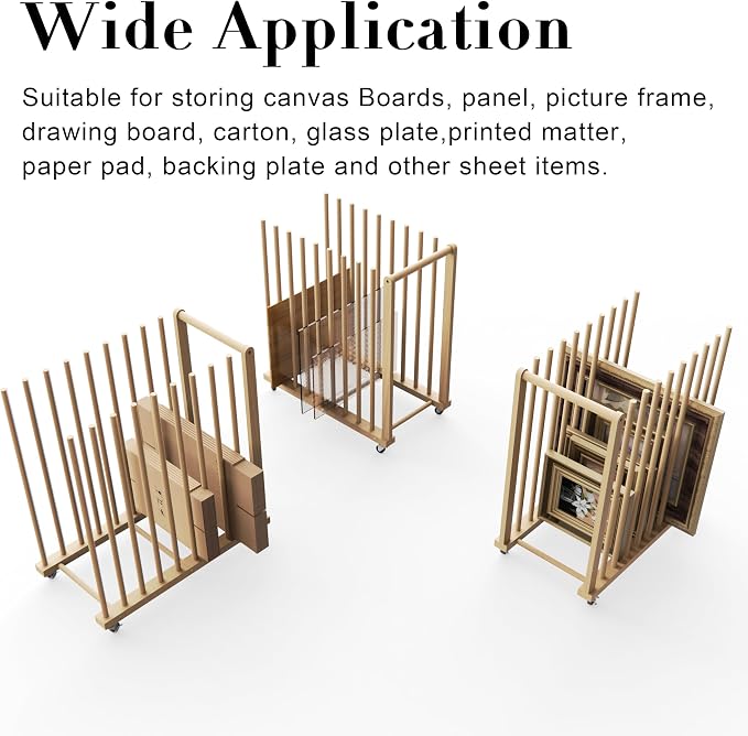 Art Storage Rack, Art Canvas Storage, Canvas Boards Rack Art Storage with Handle & Caster Wheels for Drawing Board, Panel, Paper Pad for Art Studios, Artworks, Gallery - Image 6