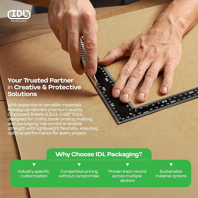 Chipboard Sheets 12" x 12", Pack of 50 - USA-Made Cardboard Sheets | for Scrapbooking, Framing - Heavy-Duty 0.022" Thickness Cardstock - Chip Board Pads for Crafts, DIY Projects by IDL Packaging - Image 7