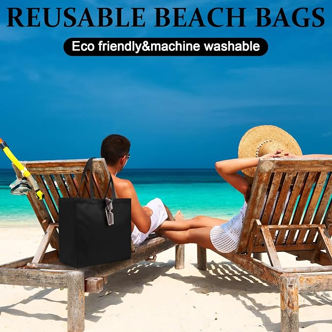 Reginary 12 Pack Canvas Grocery Bag Large Shopping Tote Bag,Black - Image 7