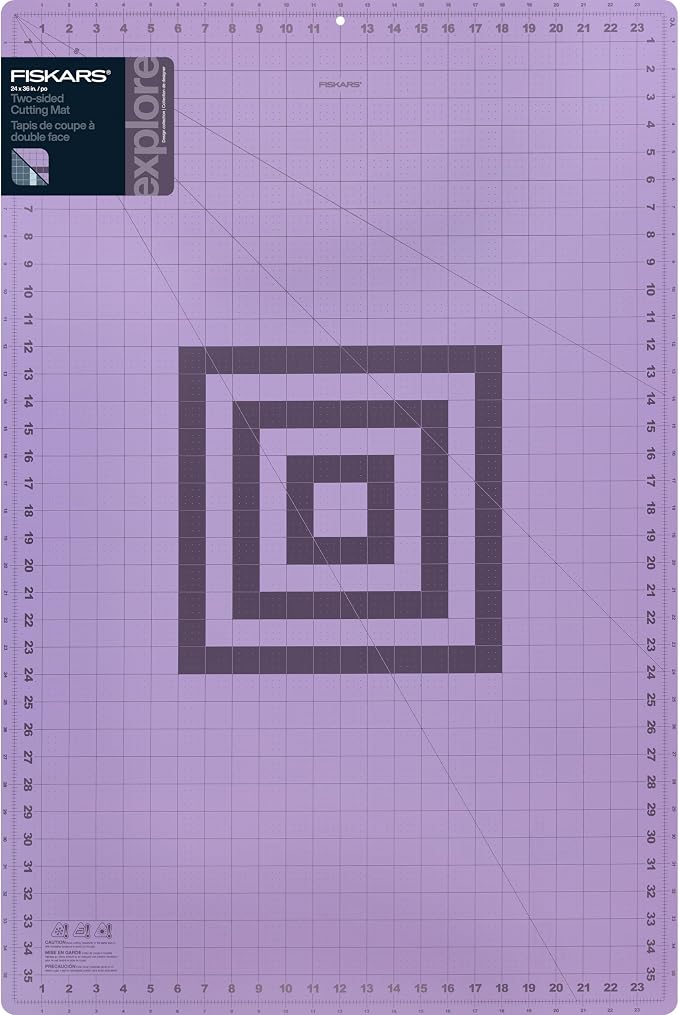 Fiskars 24" x 36" Self Healing Cutting Mat, Large Grid, Lilac Mountain Haze | Double-Sided Sewing, Quilting & Craft Cutting Board, Grid with 30 45 60 Degree Bias Lines for Fabric, Paper & DIY Projects by Unknown