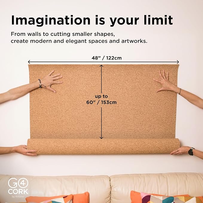 Go4Cork Cork Roll - 48 x 60 x 1/4 inch | Premium Eco Cork | Multipurpose for Crafts & Home, Classroom & Office Organization Decor | Non-Slip & Easy to Use | Heat Insulation & Soundproofing Material - Image 4
