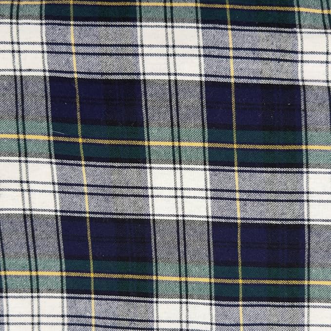 FabricLA 100% Cotton Flannel Fabric 60" Wide 180 GSM Lightweight - Super Soft Fabric for Sewing Quilts Pajamas Blankets Shirts and Crafts - Plaid Blue Check, Style 2-15 Yard Pre Cut by FabricLA