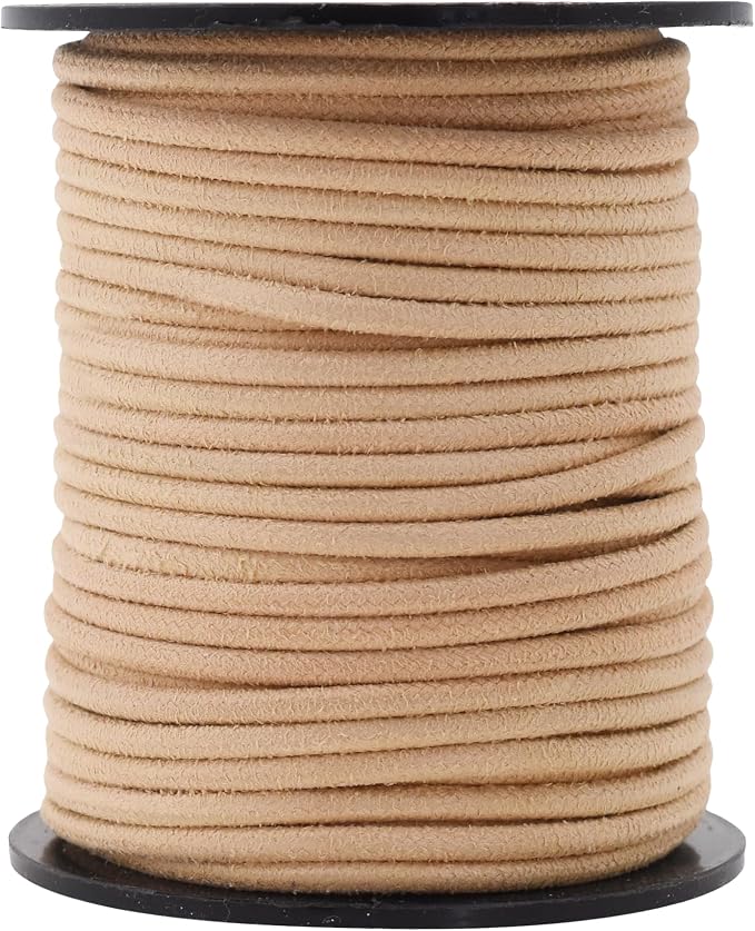 Mandala Crafts 3mm Round Tan Faux Suede Vegan Leather, Jewelry Making | 11 Yards Durable Leather Strings for Bracelets, Necklaces, Braiding, Dream Catchers, Chokers, Pendants & Lacing by MandalaCrafts