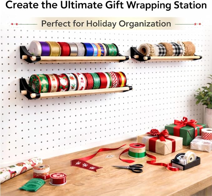 PEGGY Pegboard Spool Organizer Kit | 12-Inch | 3-Pack | White | Creates 3 Triple-Rod Organizers. Fits Standard Pegboards, Supports Up To 5 Lb Per Organizer & Is Made In USA. - Image 8
