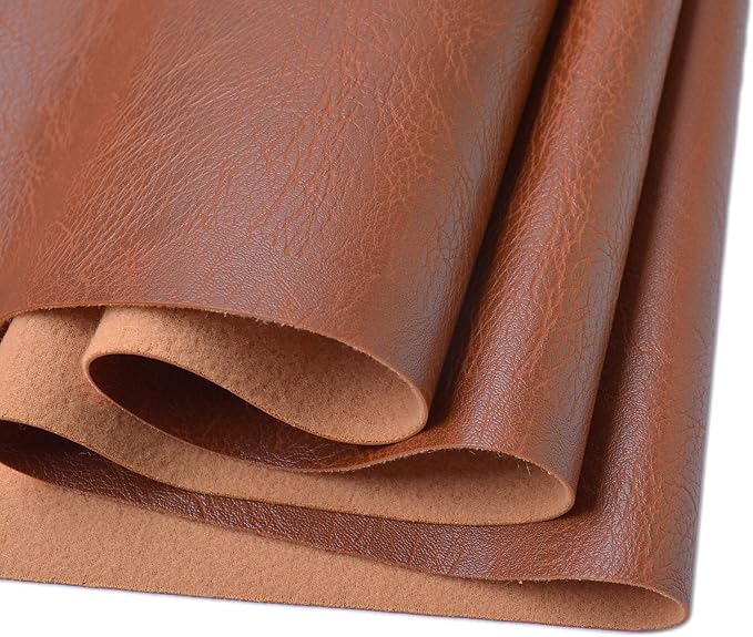 Wento Thick Faux Leather Fabric Soft Skin Grain PU Leather for Furniture Cover Reupholster Sofa Chairs Cushions Vinyl Upholstery (1 Yard, Cinnamon Brown) by Wento