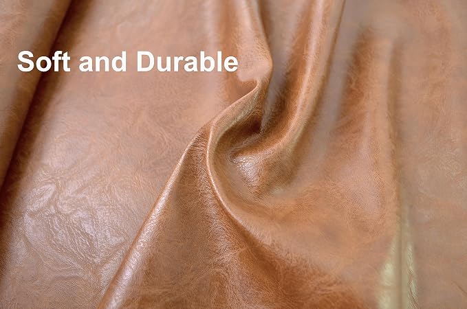 5 Yards 54" x 180" Distressed Crazy Horse Soft Faux Leather Fabric Brown Fake Leather Fabric Upholstery Vinyl for Sofa Chairs Car Seats Crafts - Image 3