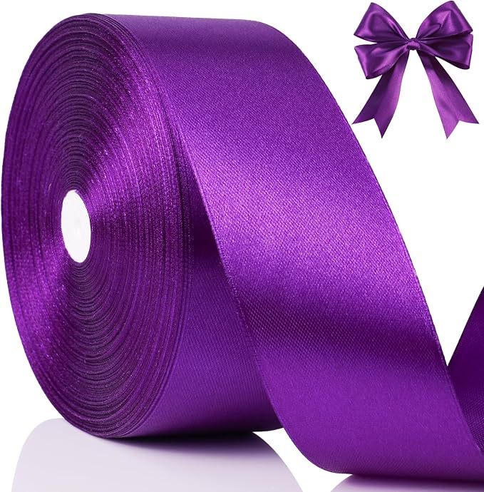 100 Yards Ribbon,1-1/2 Inch Purple Satin Ribbon,Single Face Satin Ribbons | Perfect for Gift Wrapping,Wedding Decoration,Handmade Bows,Wrapping Bouquet and More by NESCCI