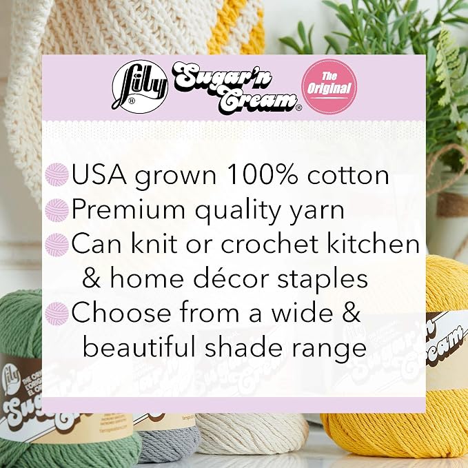 Lily Sugar'n Cream Cone Cotton Yarn for Dishcloths, Warm Brown | #4 Worsted Yarn, 100% Cotton Cone Yarn for Crochet, Knitting, Dishcloths and Crafts, 674 Yards, 400g/14.11oz, 1-Pack - Image 7