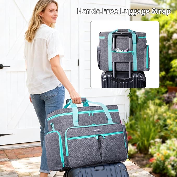 AMOIGEE Rolling Tote Bag with Wheels and Handle, Sewing Machine Case, Craft Organizer Tote for Scrapbooking Storage, Teacher Rolling Bag, Craft Supply Storage, Art Bag, Rolling Cart for Teachers - Image 8