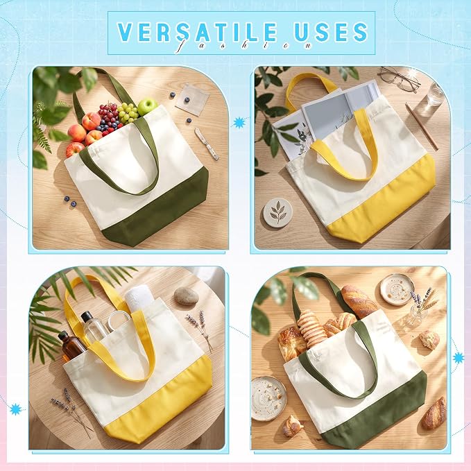 Sanwuta 12 Pcs Mini Canvas Tote Bag Small Sublimation Blank Reusable Grocery Cloth Tote for Women Craft Gift Shopping (Assorted) - Image 4