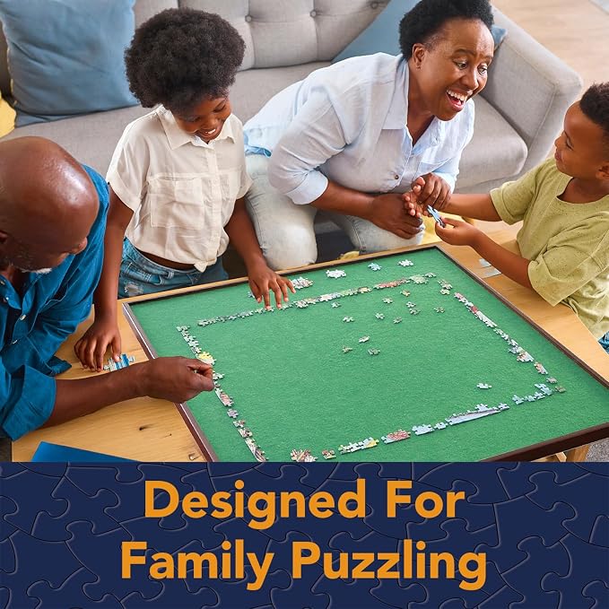 Bits and Pieces Rotating Puzzle Board with Lazy Susan, Portable 1500 Piece Jigsaw Puzzle Table with Fabric Lining, Measures 34" x 34" - Image 2