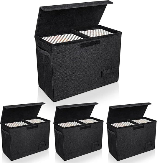 YSCare 4-Pack Comic Book Storage, Collapsible Comic Book Case with Dividers and Carrying Handles, Comics Short Box Holds 150 Comics, 15.5" X 7.5" X 11.3" Heavy-Duty Stackable Case by YSCare