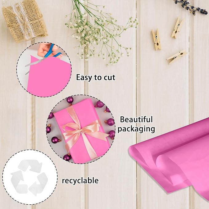 Pink Tissue Paper for Gift Bags - 1000 Sheets 20 X 30 Inch Wrapping Tissue Paper Bulk Red Packaging Paper for Gift Wrap Art Crafts DIY Filler Flower Valentines Christmas Birthday Wedding - Image 5