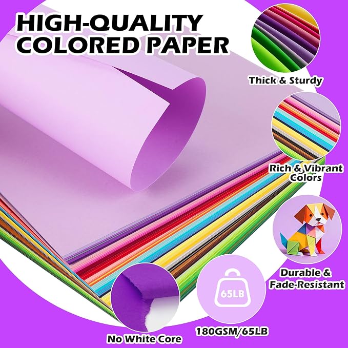 TUXIYA 320 Sheets 8.5" X 11" Colored Cardstock, 80 Colors Card Stock | 180GSM/65LB 80 Assorted Colors Construction Paper Printer Paper for Printing, Card Making, DIY Crafts, School Supplies,Party - Image 4