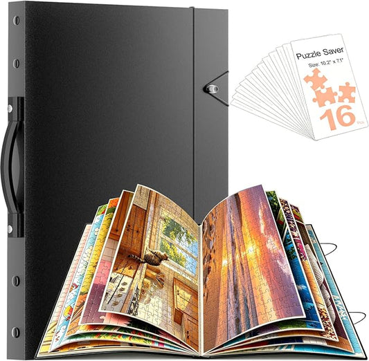 Puzzle Storage Book Folder for 500-1000 Pieces, Large Jigsaw Storage Binder with 24 HD Clear Pockets & 16 Saver Sheets, Completed Puzzle Organizer Keeper Album, Portable Portfolio Case, Gift for Mom by Unknown