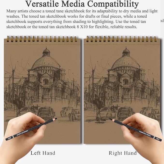 Fuxi Toned Sketchbook 8x10, 60 Sheets Spiral Bound Artist Sketch Pad - Perfect Art Gift for Artists, Students & Professionals. - Image 5