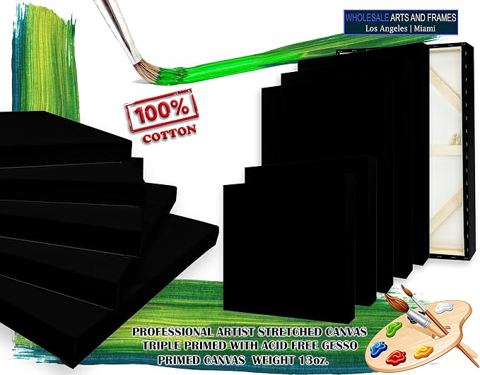 Black Canvases for Painting 8X8 5PK 2.5" 13Oz Black Art Canvas Large 8X8 Stretched Canvas for Painting 8 X 8 Bulk Canvas Value Pack. Blank 8 X 8 Canvases Universal Primed Oil,Acrylic,Gouache - Image 4