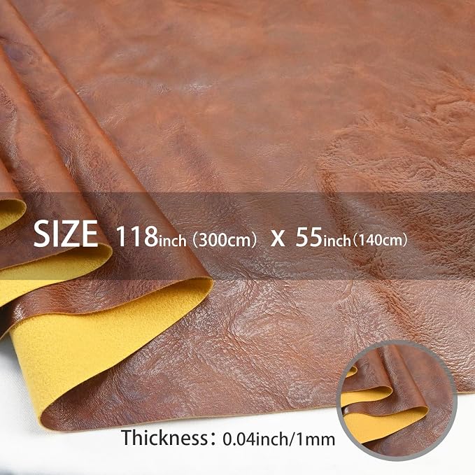 300x140cm Brown Soft Faux Leather Fabric, 1mm Thick PU Material | Exquisite Artificial Leather offers unparalleled comfort and elegance. Perfect for upholstery, fashion, and crafting. - Image 2