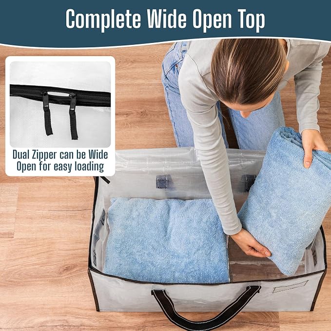 VENO Moving Bags, Storage Bags, Wide Open Top, Clear, 6 Pack | Moving boxes Alternative, Heavy Duty, Packing Supplies, Clothes and Comforter Storage, College Dorm Essentials - Image 3