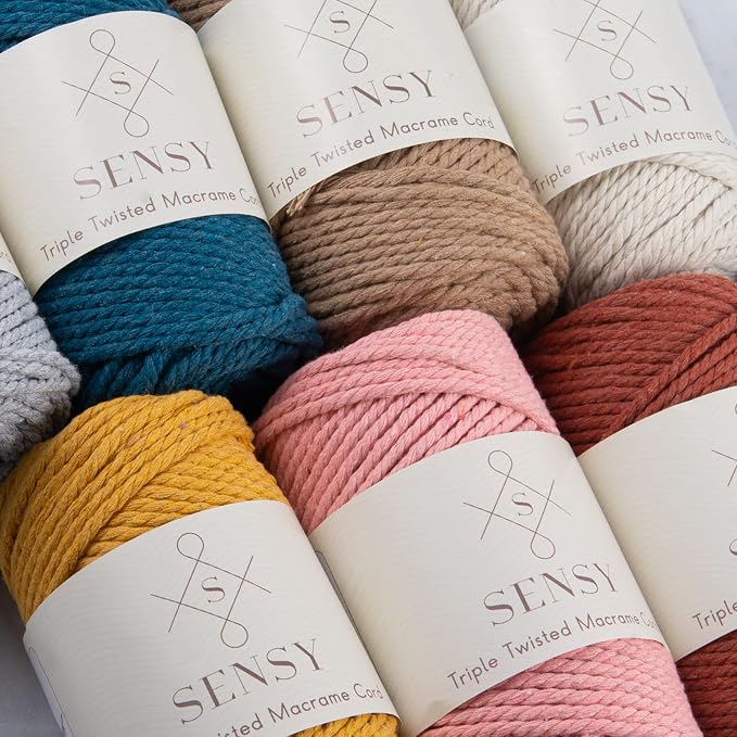 S Sensy 3mm Triple-Recycled Cotton Macrame Cord 4 Skeins, Silver 82 Yards - Image 8