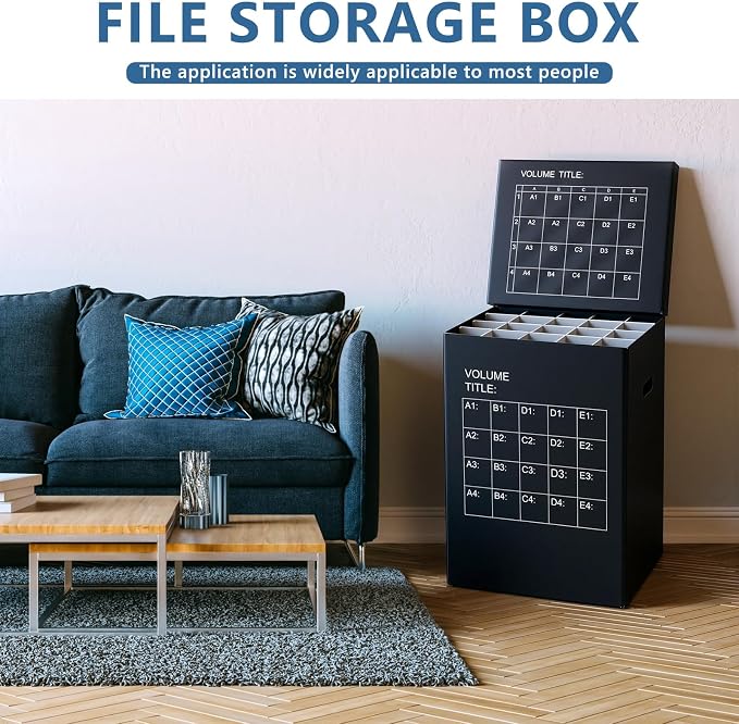 2 Pack Blueprint Holder Storage Organizer for Storing Poster Anchor Charts 32 Slots 25 x 14.2 x 14.2 Inch Blueprint Roll File Holder for Architectural Map School Office Home Items(Black) - Image 6