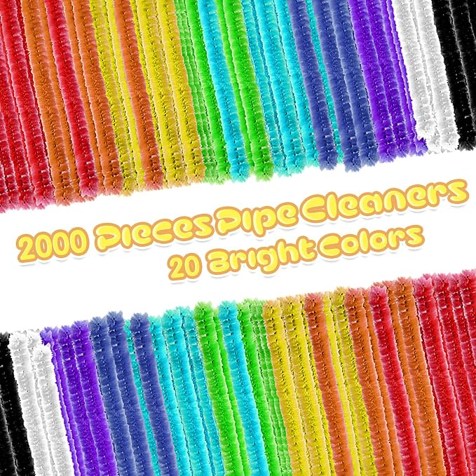Leitee 2500 Pcs Pipe Cleaners Craft Supplies Googly Eyes Kit Creative Crafts and Arts 2000 Chenille Stems 500 Wiggle Eyes DIY Crafting(Mixed Colors) - Image 3