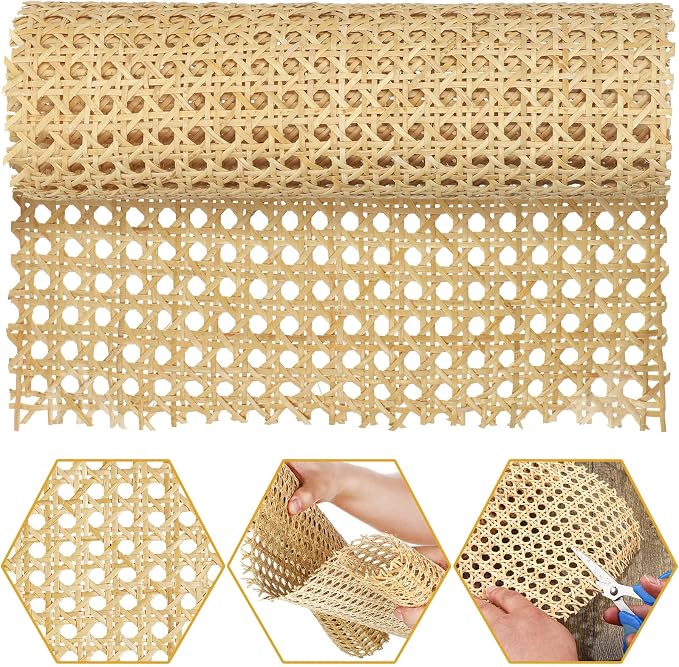 5 Feet 18'' Width Natural Woven Cane Webbing Roll, Rattan Repair Material | Pre-woven Natural Rattan Cane Webbing Roll, Durable Material, Flexible to Cut, Ideal for Chair Repair, Cabinet Renovation by Yalikop