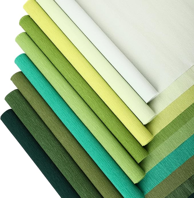 Kisston 18 Rolls Crepe Paper Roll 20 Inch 8 Feet Wide Crepe Paper Streamer 70g DIY Flower Wrapping Supplies for Birthday Party Wedding Festival Ornament(Green) by Kisston