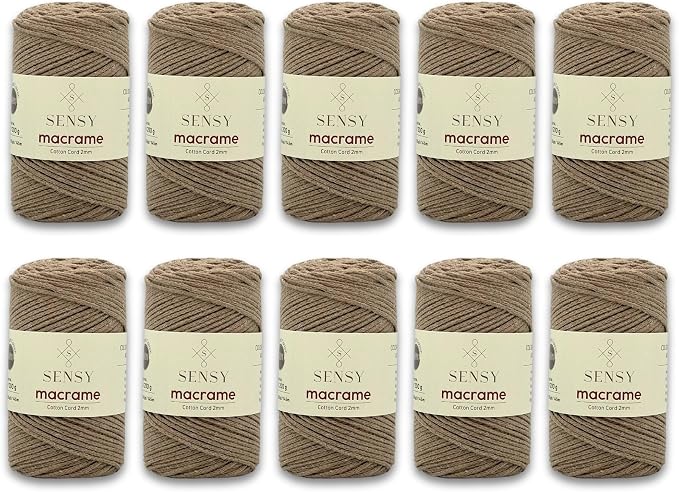 S Sensy 2mm Cotton-Recycled Cotton Macrame #3 Light Cord 10 Skein Mink 159y by SSENSY