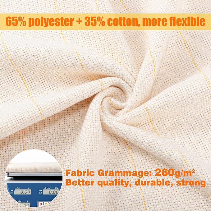 39.4×197in Durable Yet Forgiving Overlocking Tufting Cloth with Marked Line | Biubee Large Primary Monks Cloth Punch Needle Fabric for DIY Tufting Rug Tufting Gun, Beginners and Experts - Image 4