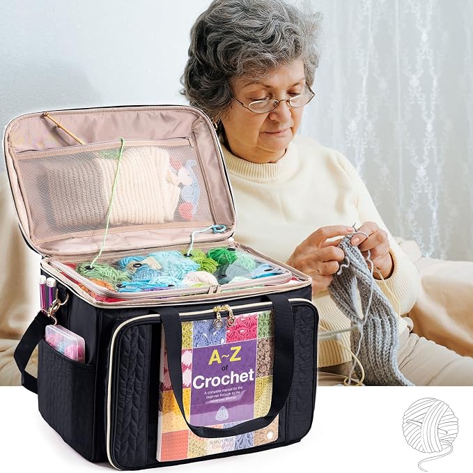 Large Yarn Storage Bag,Crochet Bag Organizer,Yarn Bags for Crocheting,Crochet Storage Bag with Pockets for Crochet Hooks, Crochet Accessories,Knitting Bags,Gifts for Crocheters - Image 8