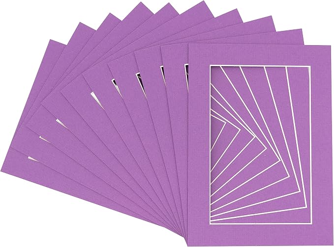 8x12 Mat for 11x14 Frame - Precut Mat Board Acid-Free Show Kit with Backing Board, and Clear Bags Dark Purple 8x12 Photo Matte Made to Fit a 11x14 Picture Frame Matboard for Framing, Pack of 10 Mats by PosterPalooza