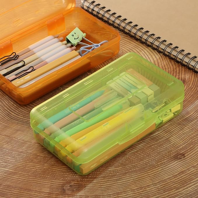 Mr. Pen- Plastic Pencil Case Box, 2 Pack, Large Crayon Marker Pen Organizer | Plastic Bead Organizing Container with Snap-Tight Lids, Clear Craft Storage Boxes, School Supplies - Image 9