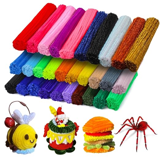 Veroave Pipe Cleaners, Pipe Cleaners Crafts, 3000 PCS 30 Colors | Bulk Pipe Cleaners for Crafts, Chenille Stems for Crafts, Flower Bouquets, Graduation Bouquet Crafts, Holiday Decorations by Veroave