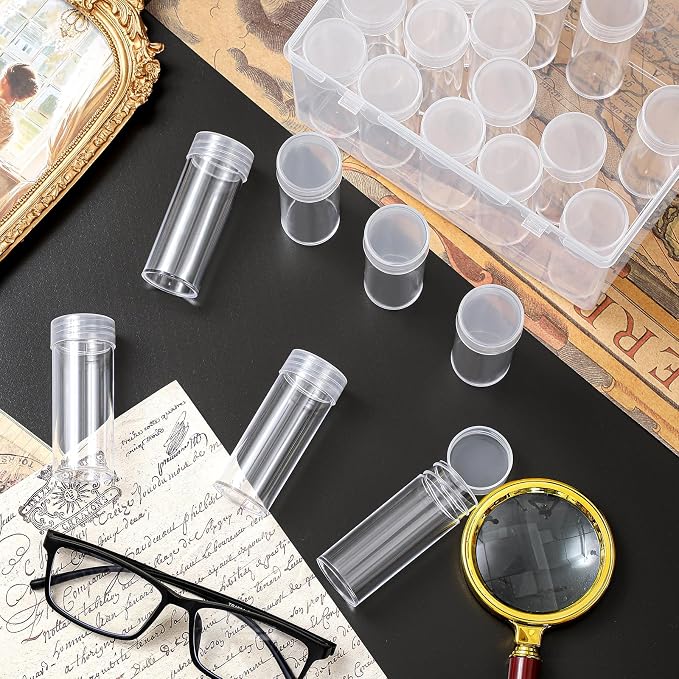 Qunclay 48 Pcs Quarter Coin Tubes Bulk with 2 Plastic Storage Box Clear Holders with Lid for Collection Supplies - Image 6