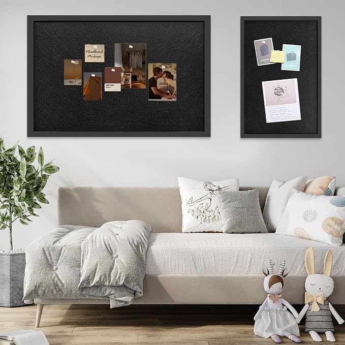 2-Pack 12"x16" Black Framed Black Linen Bulletin Board, Framed Pin Board | Linen corkboard texture. Premium cork boards for walls and pin board office organizer. - Image 4