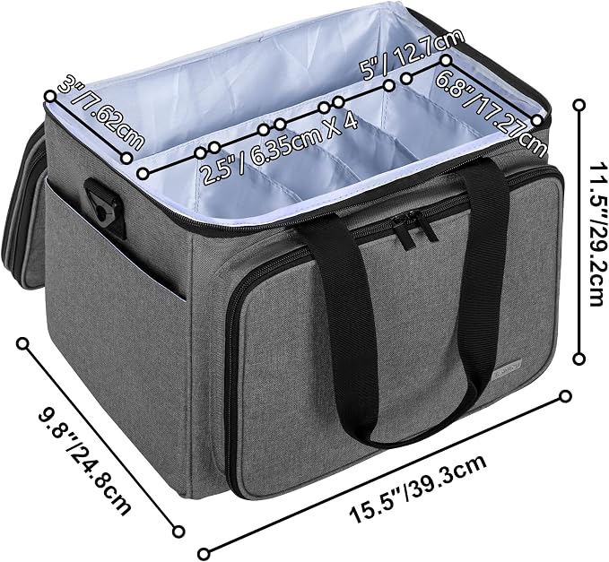 Teamoy Crochet Bag, Knitting Bag Yarn Storage Tote, Yarn Organizer, Gray | Yarn Holder for Crocheting, with Inner Divider and Cover, for Yarn Skeins, Project, Knitting Needles, and Crochet Supplies - Image 5