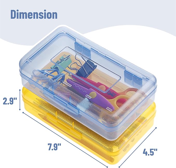 Mr. Pen- Plastic Pencil Case Box, 2 Pack, Large Crayon Marker Pen Organizer | Plastic Bead Organizing Container with Snap-Tight Lids, Clear Craft Storage Boxes, School Supplies - Image 3