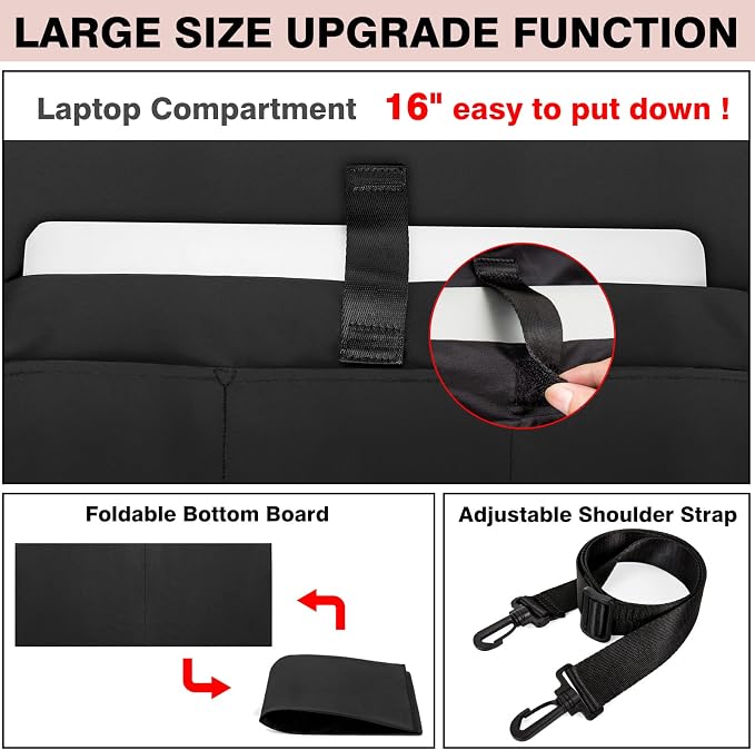 IBFUN Utility Tote Bag with 24 Pockets, Large Teacher Travel Tote for Women | Large Work Tote Bag 2pcs with Zipper for Travel Daily School Teacher Nurse, Large Lightweight Laptop Shoulder Bag Handbag - Image 5