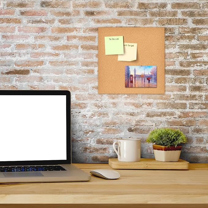 12x12 Cork Board Tiles Bulletin Board, 1/2" Thick Small Square Cork Boards for Walls, Self-Adhesive Cork Tiles for Home, Office, School, Bulletin Board Decorations(12mm,2pc) - Image 5