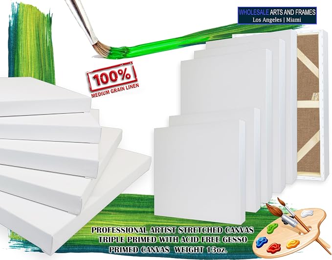 Stretched Linen Canvas for Painting 30x36 20PK 1.5" Linen 14 Oz White Stretched Large Canvas for Painting 30 x 36 Bulk Canvases Value Pack. Blank 36x30 Canvases Universal Triple Primed - Image 4