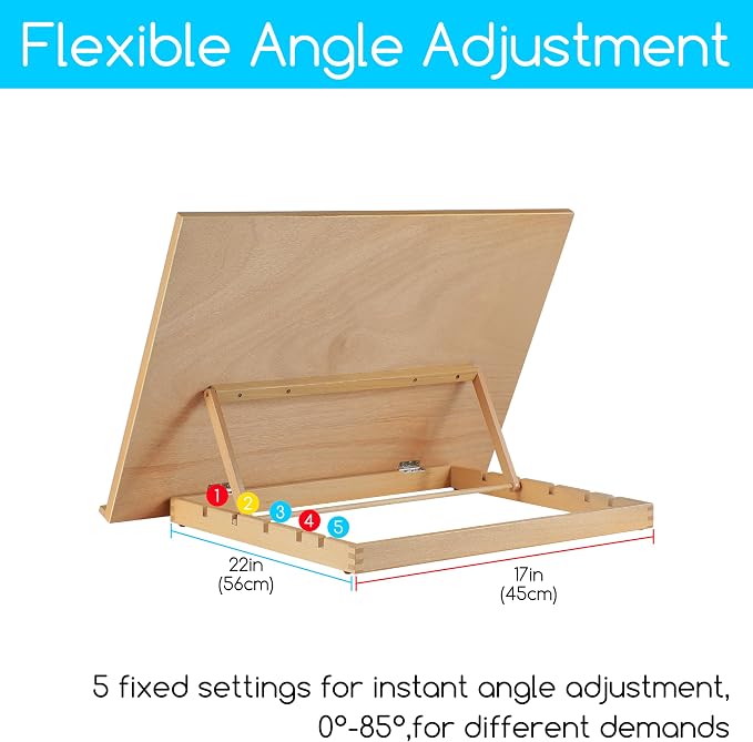 MEEDEN Extra Large(20"x 30") Wooden Tabletop Easel for Painting, 5-Position Adjustable Drawing & Sketching Board, Portable Beechwood Desktop Art Easel Stand for Adults, Artists, Beginners & Student - Image 3