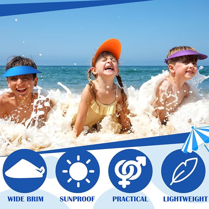 Yahenda Foam Visors for Kids Bulk with Coil Bands Craft Visors Colorful Sun Summer Hats Party Supplies for Boys Girls - Image 5