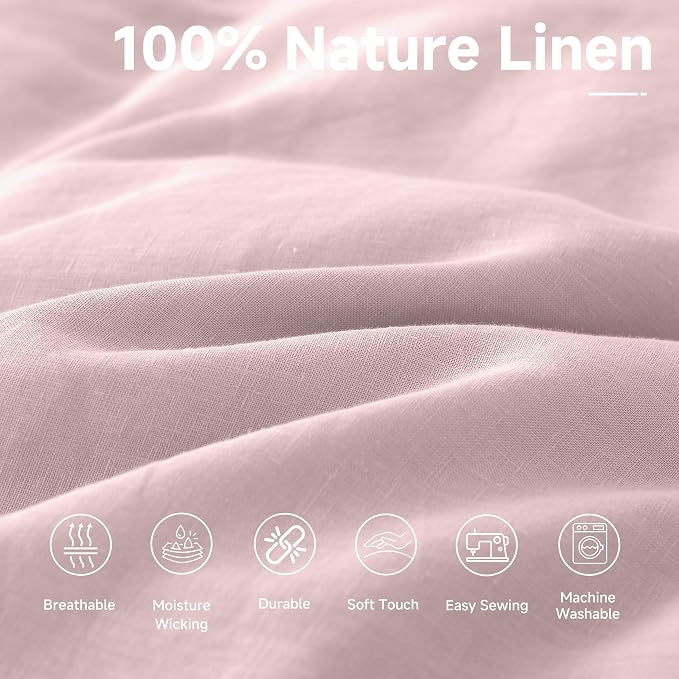 Simple&Opulence 100% Nature Pure Linen Fabric 78 Inch by The Yard, Plain Solid Color Linen Fabric for Sewing, Embroidery, Clothing, Needlework, Bag, Tablecloths, Garments Craft Accessories(Dusty Pink) - Image 2