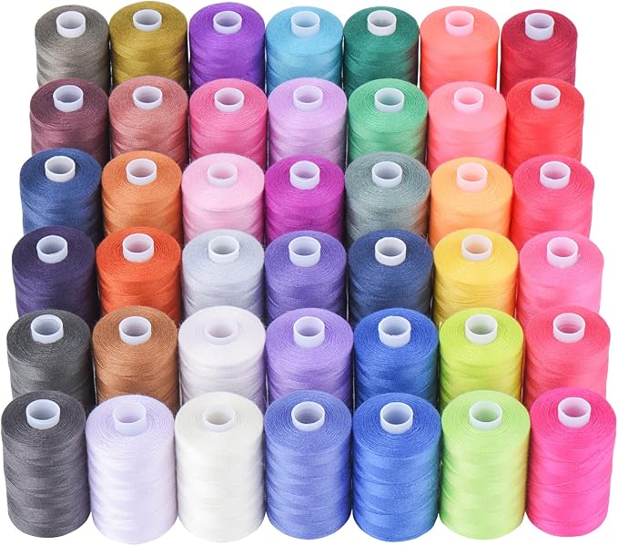 Simthread All Purpose Sewing Thread, 42 Spool Assorted 1000 Yards Polyester Threads for Sewing, Handy Polyester Sewing Threads for Sewing Machine - 42 Colors by Simthread